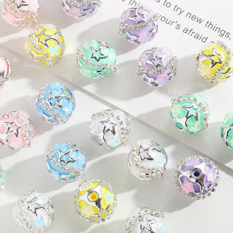 20pcs Multi-color Diamond Star Fancy Sparkling Beads