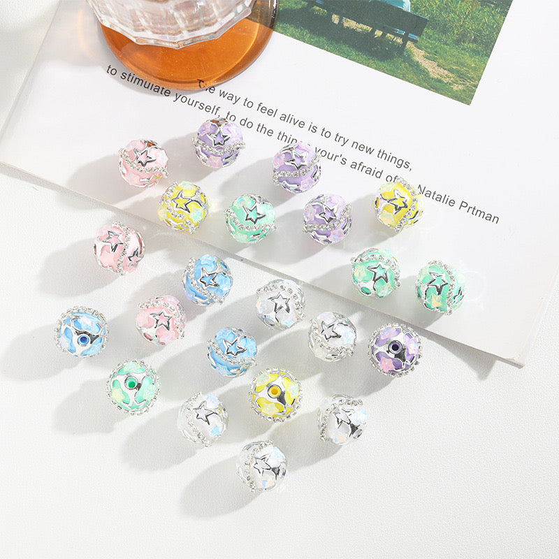 20pcs Multi-color Diamond Star Fancy Sparkling Beads