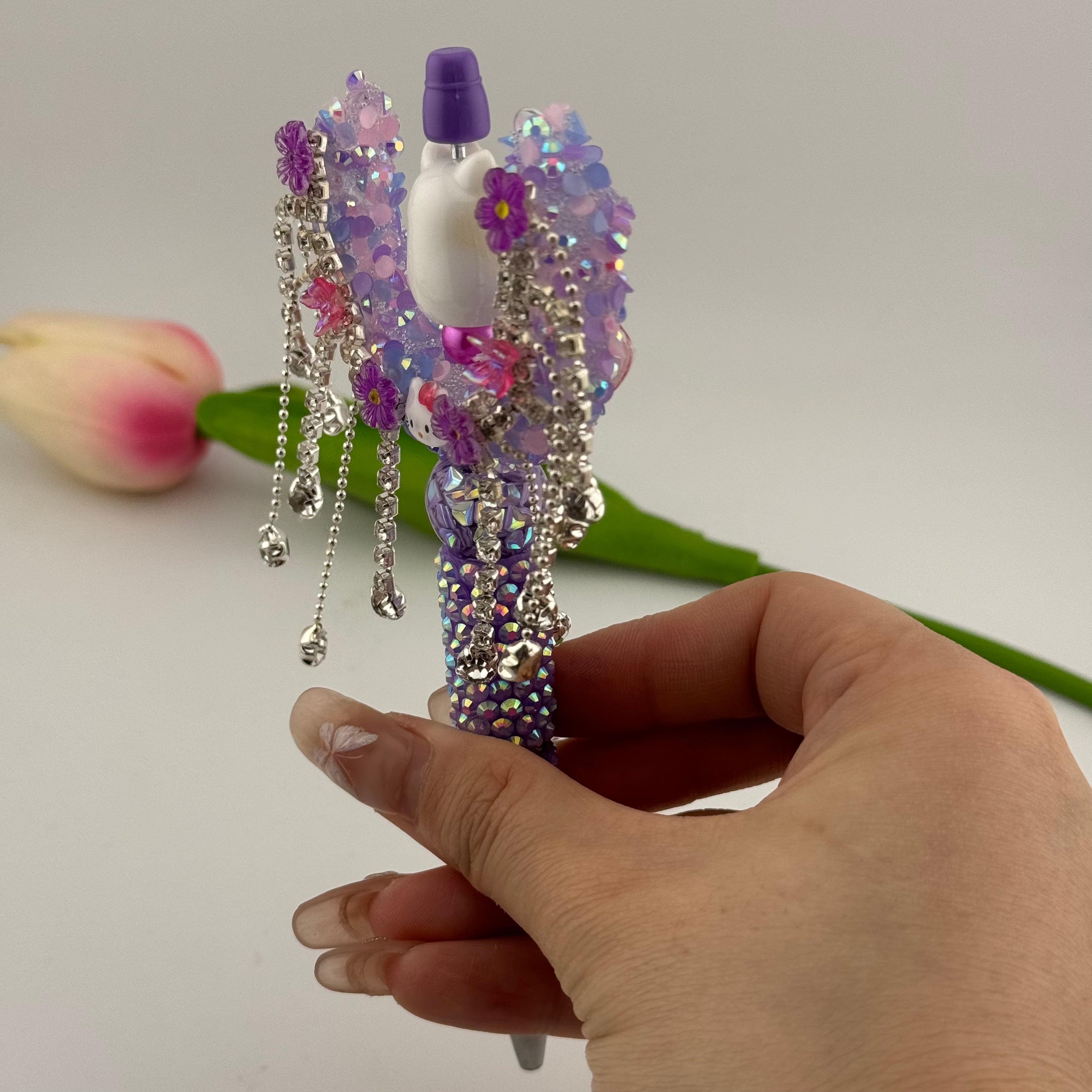 2pcs Bling Bling Light Diamond Tassel Purple Spacer Beads