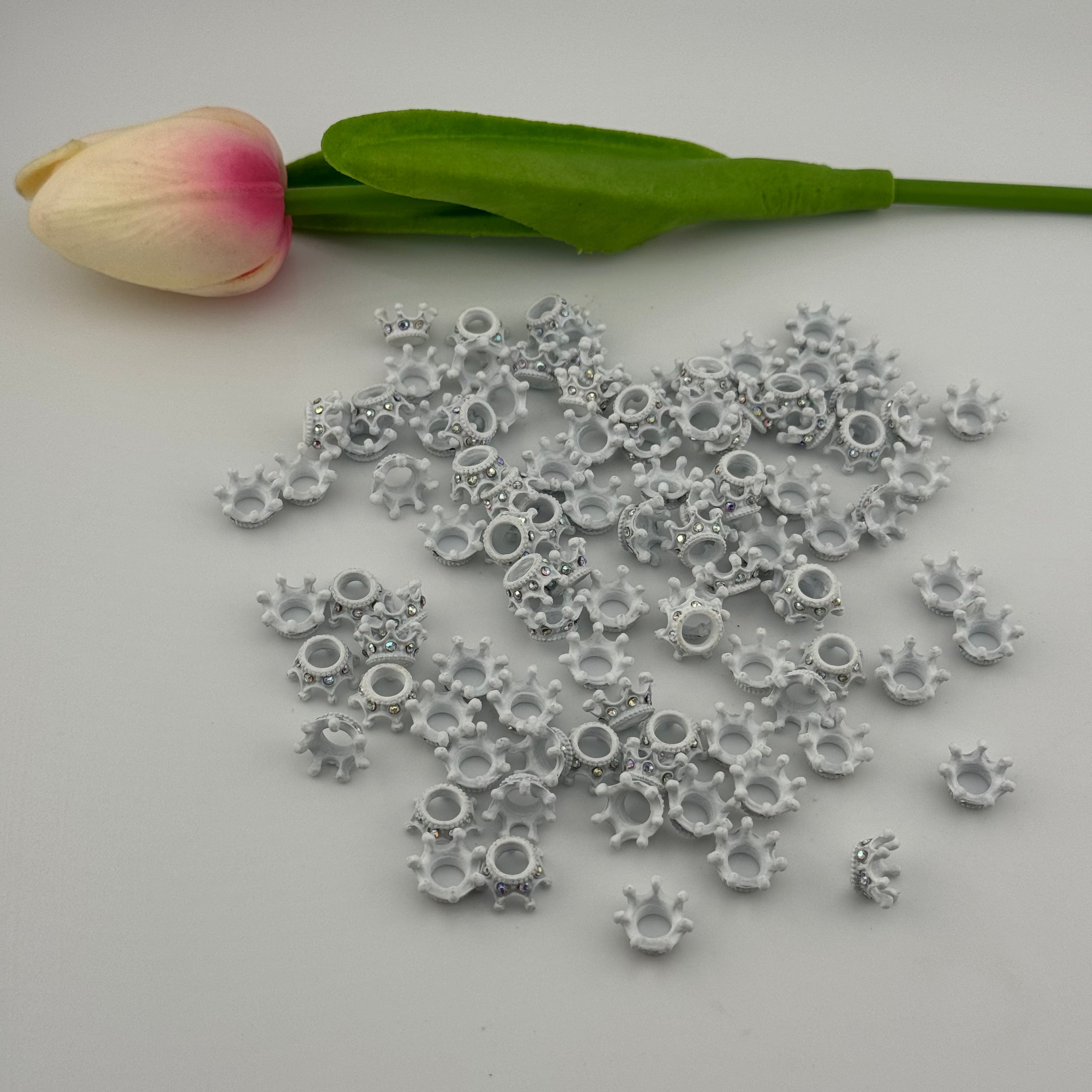 50pcs/set  Diamond Frosted Matte Crown Sparkling Spacer Beads