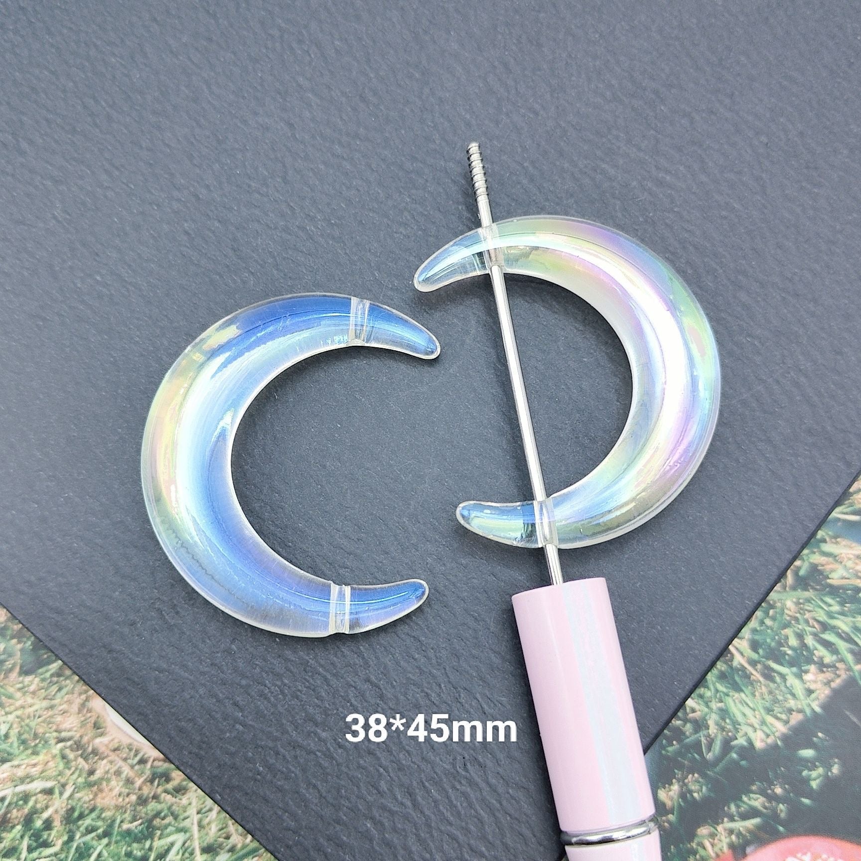 38*45mm UV Clear Moon Based Beads Fit For Beadable Pens