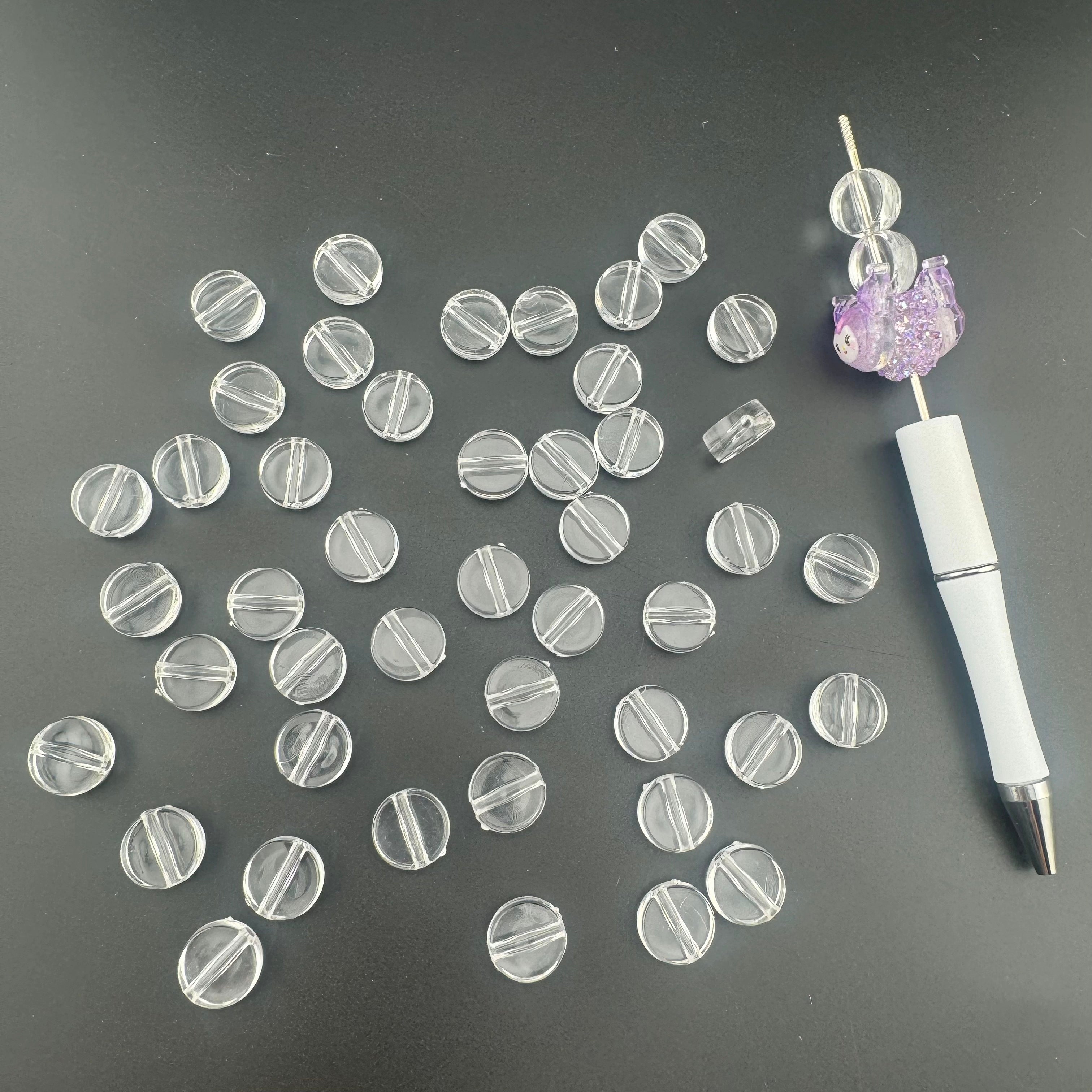 13MM Clear Round Plate Based Beads Fit For Beadable Pens