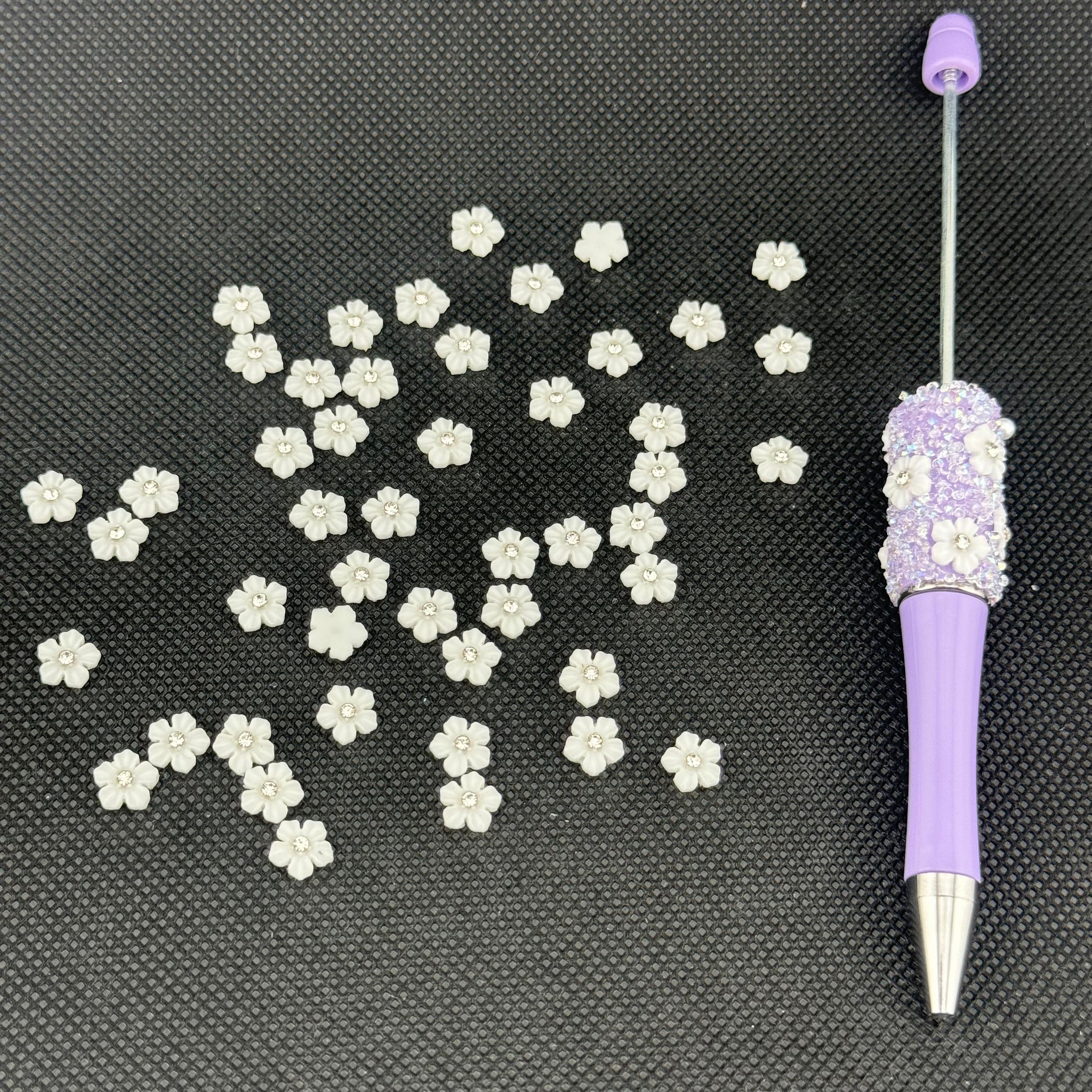 8MM White Drill Solid Flower Resin Accessories