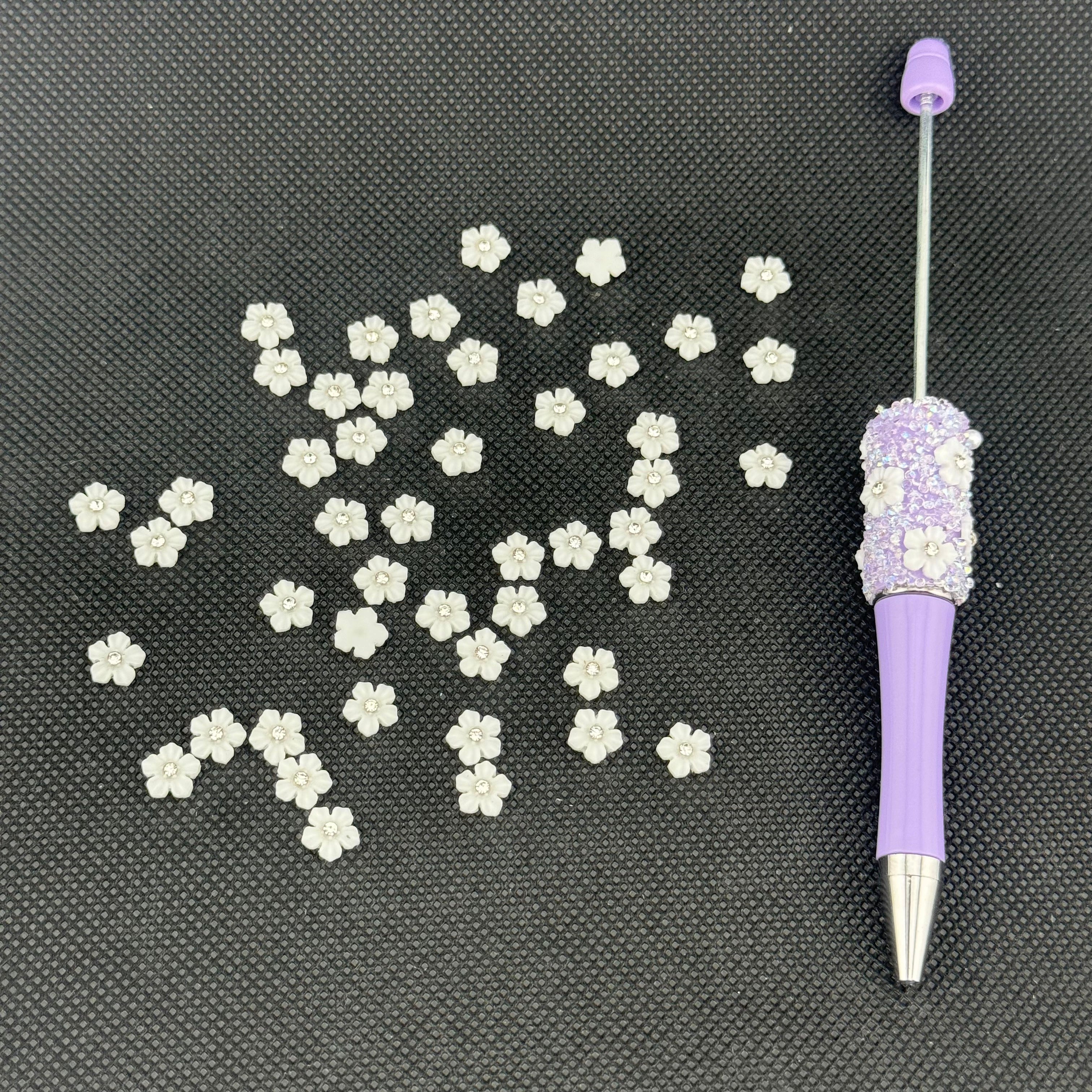 8MM White Drill Solid Flower Resin Accessories