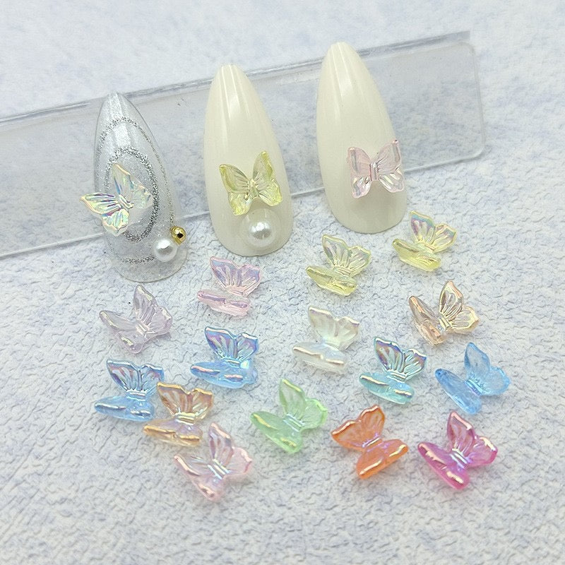 6.5mm*6.5mm  Mixed Color Mini Butterfly Resin Nail Charms For Making Fancy Pen Or Fancy Bead Or Nails