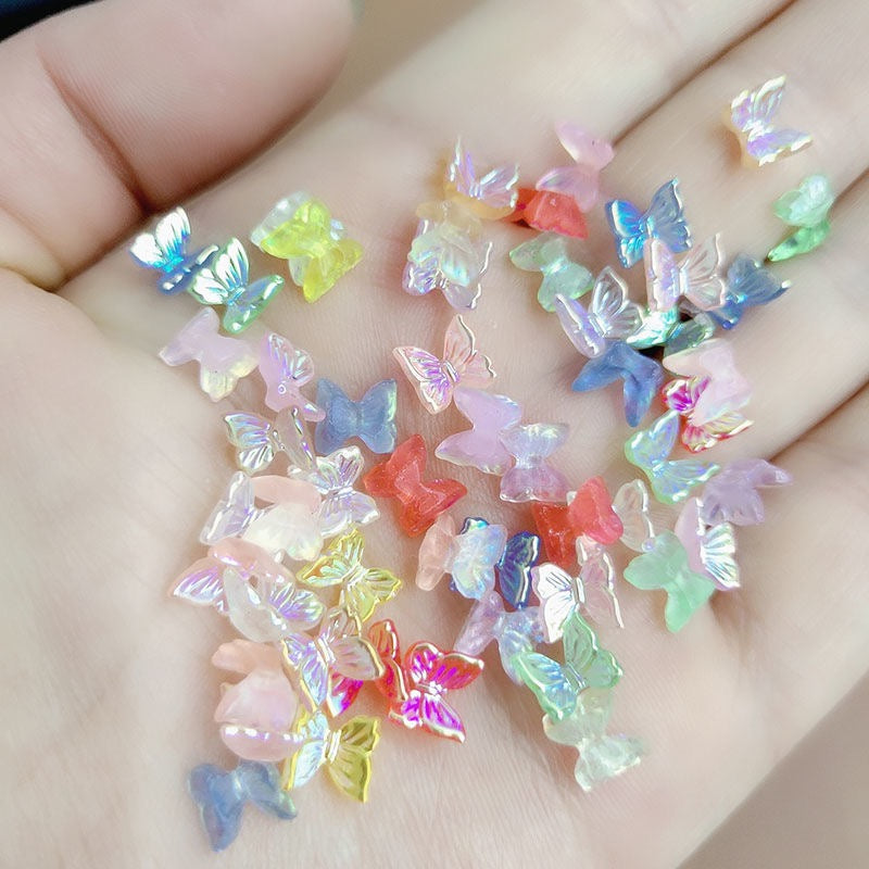 6.5mm*6.5mm  Mixed Color Mini Butterfly Resin Nail Charms For Making Fancy Pen Or Fancy Bead Or Nails