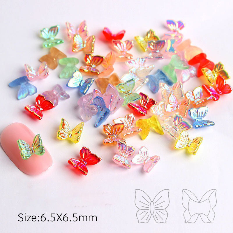 6.5mm*6.5mm  Mixed Color Mini Butterfly Resin Nail Charms For Making Fancy Pen Or Fancy Bead Or Nails