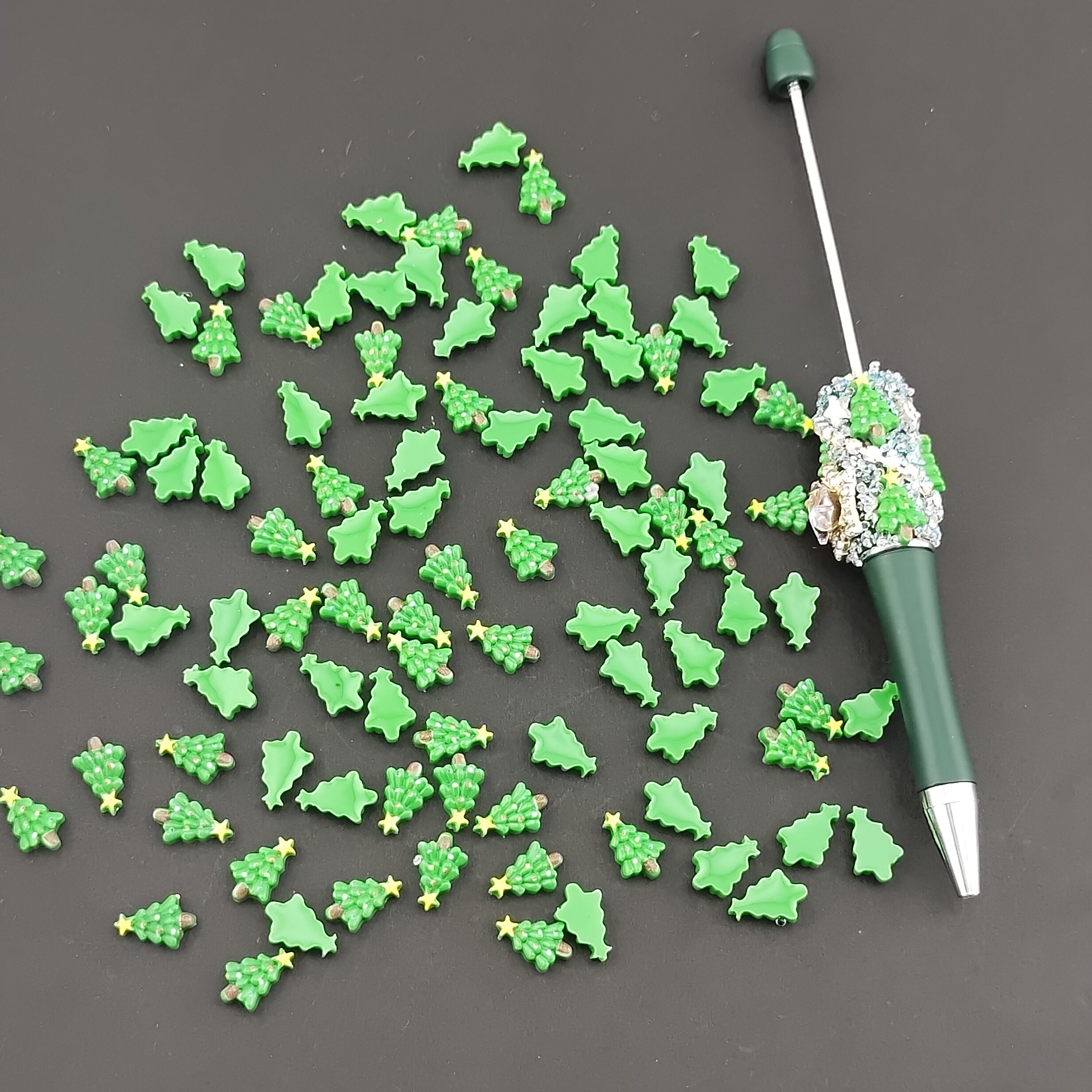 8*12MM Green Christmas Tree Resin Nail Charms For Making Fancy Pen Or Fancy Beads