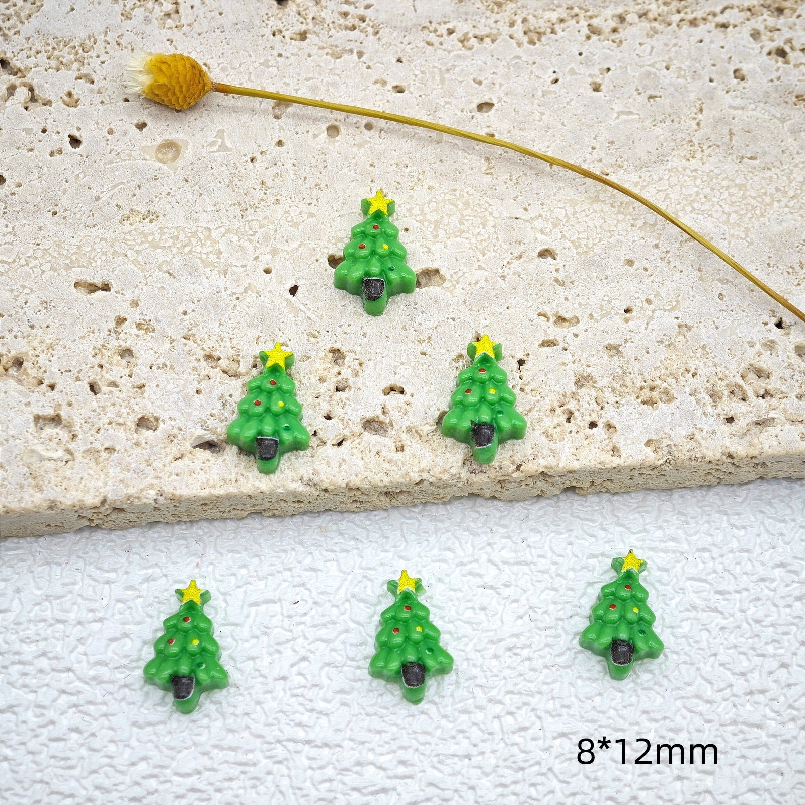 8*12MM Green Christmas Tree Resin Nail Charms For Making Fancy Pen Or Fancy Beads