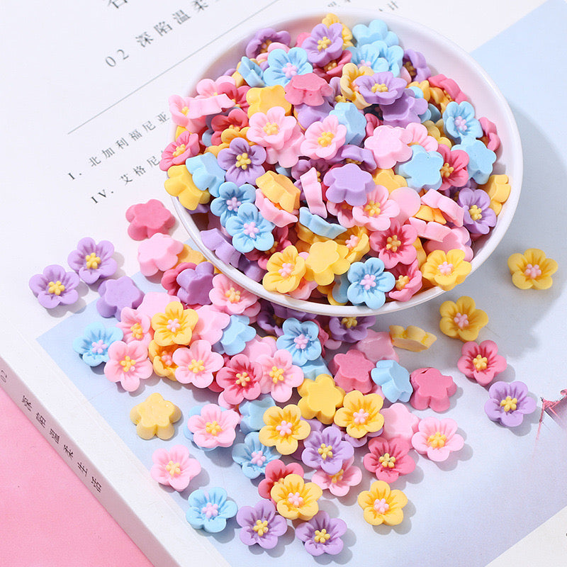 8MM Mixed Color Resin Flower Nail Charms For Making Fancy Beads Or Fancy Pen