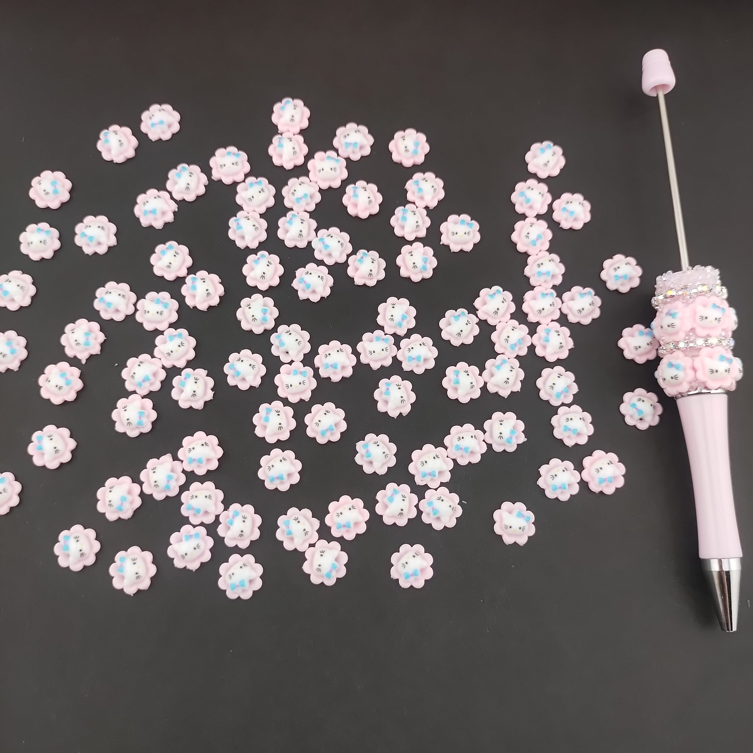 10MM Pink Flower HK Resin Nail Charms For Making Fancy Pen Or Fancy Pen Or Fancy Beads