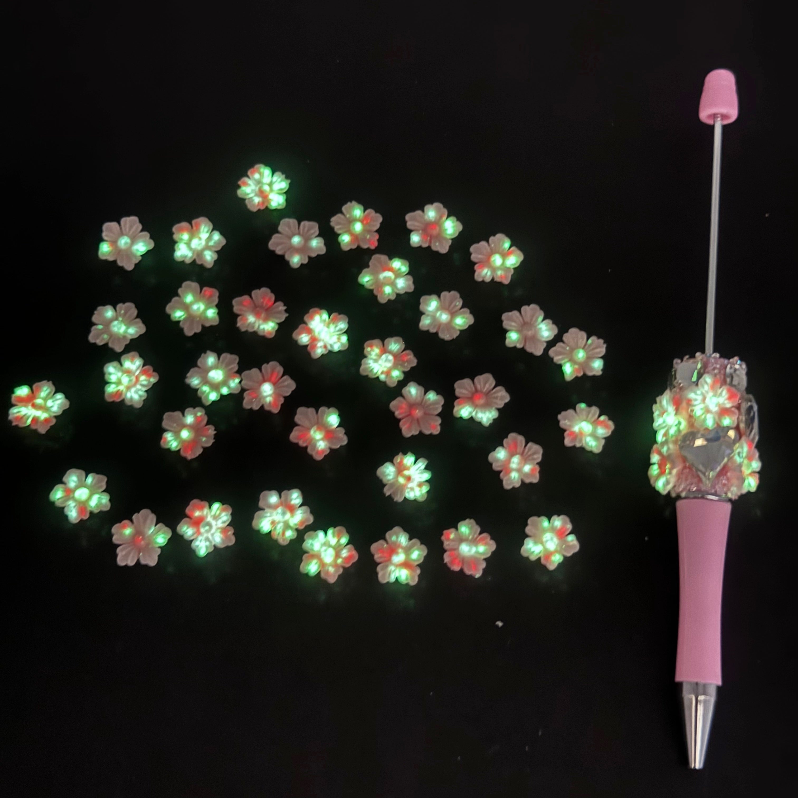 12MM Pink&Green Glowing Glitter Cherry Blossoms Resin Accessories