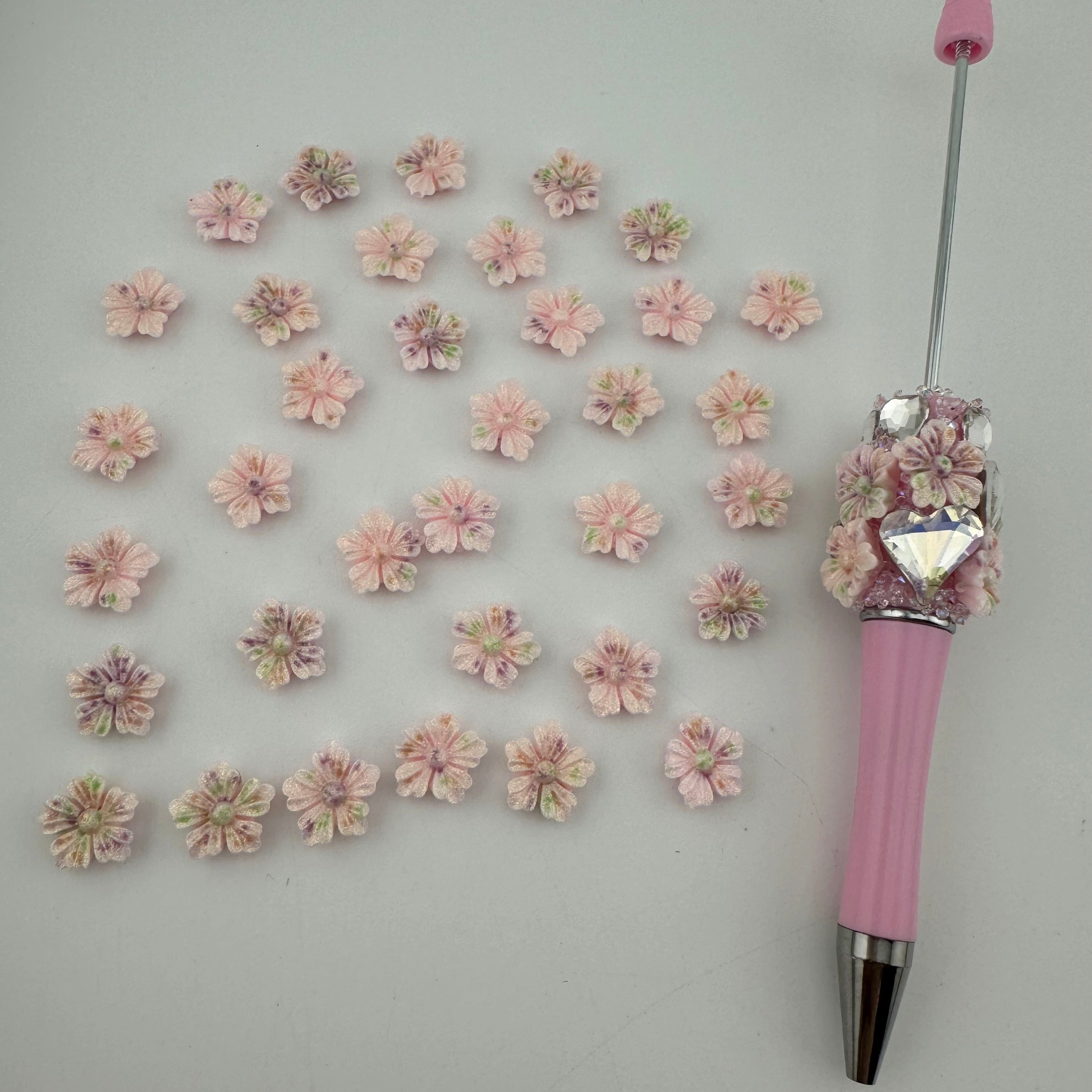 12MM Pink&Green Glowing Glitter Cherry Blossoms Resin Accessories