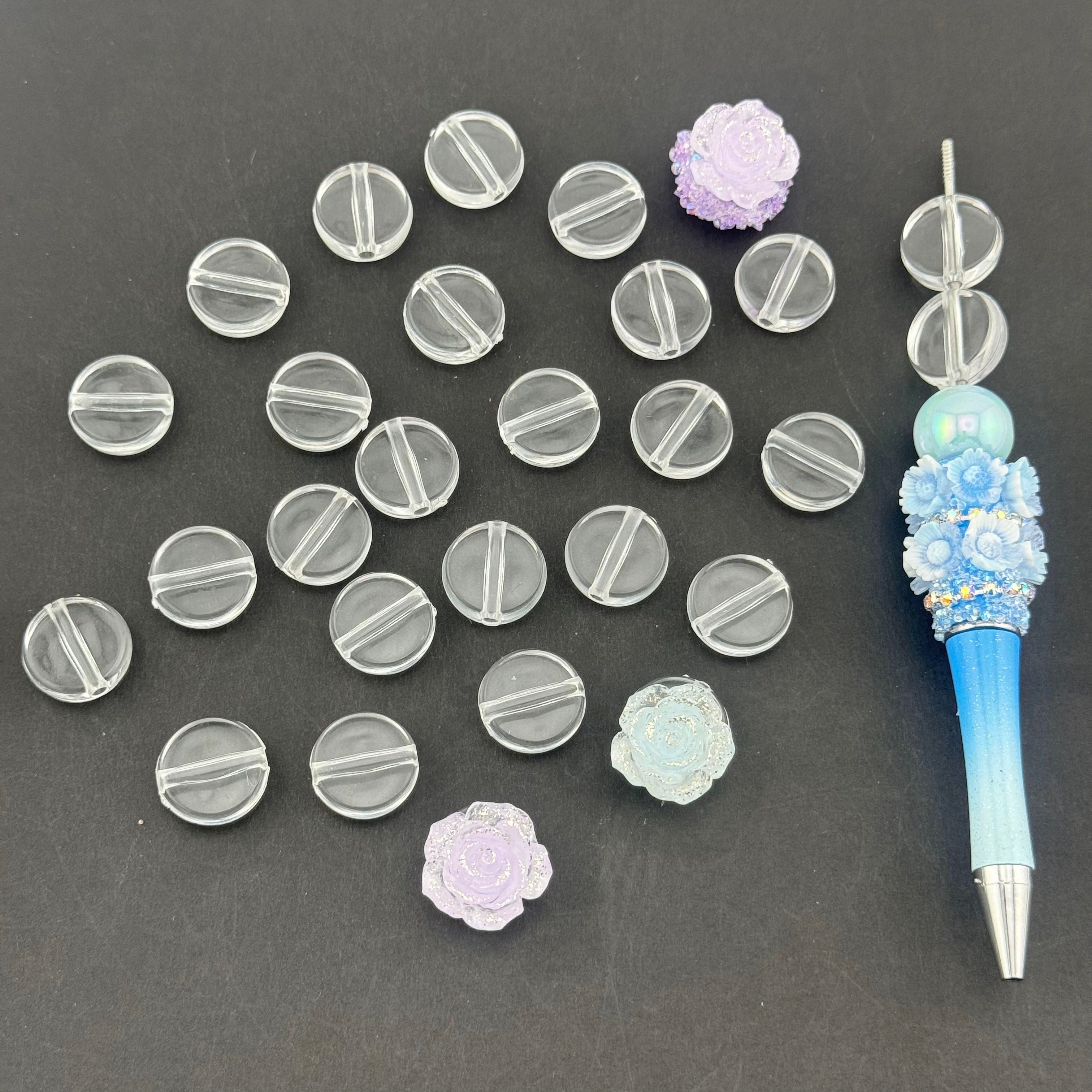 17MM Clear Round Plate Based Beads 6mm Thickness Fit For Beadable Pens