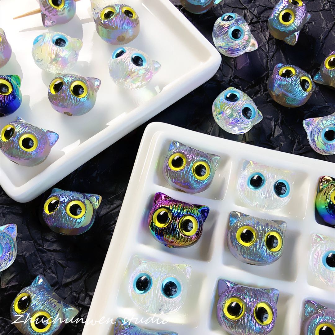 Mixed Color Owl Acrylic Beads Fit For Beadable Pens