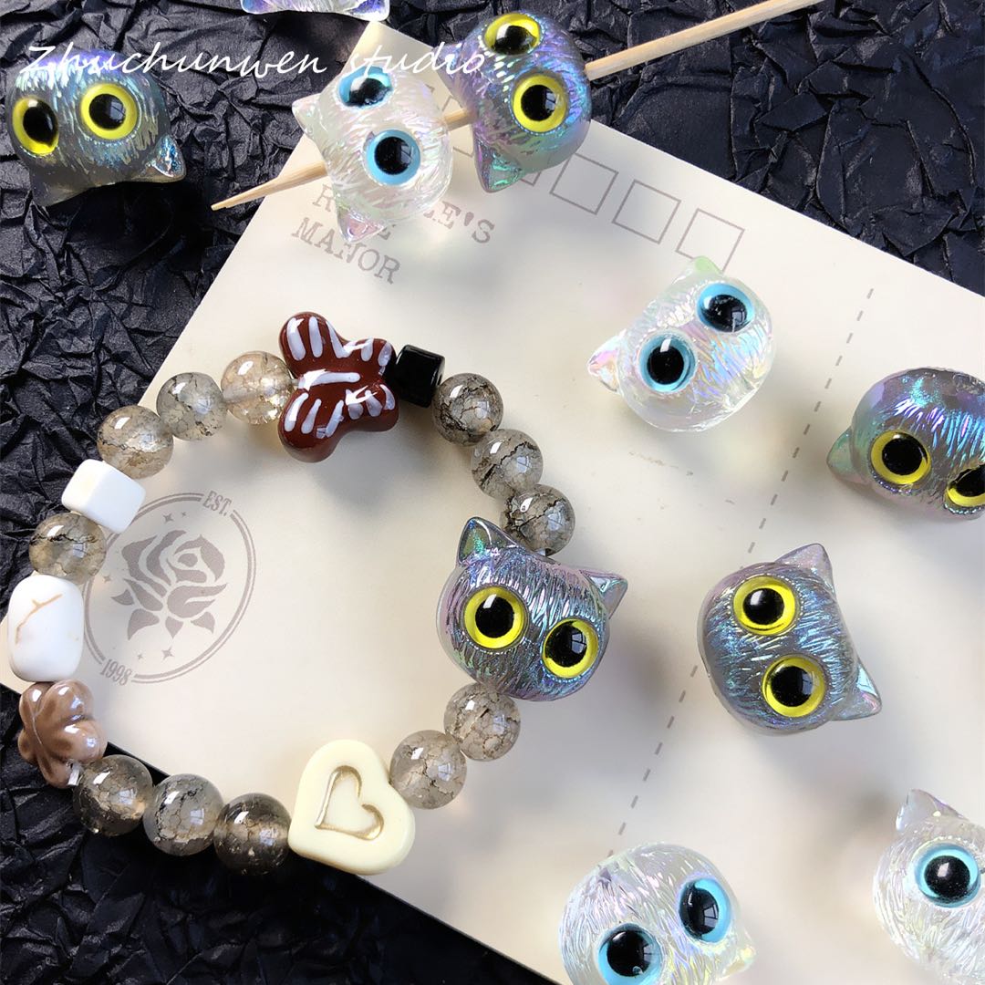 Mixed Color Owl Acrylic Beads Fit For Beadable Pens