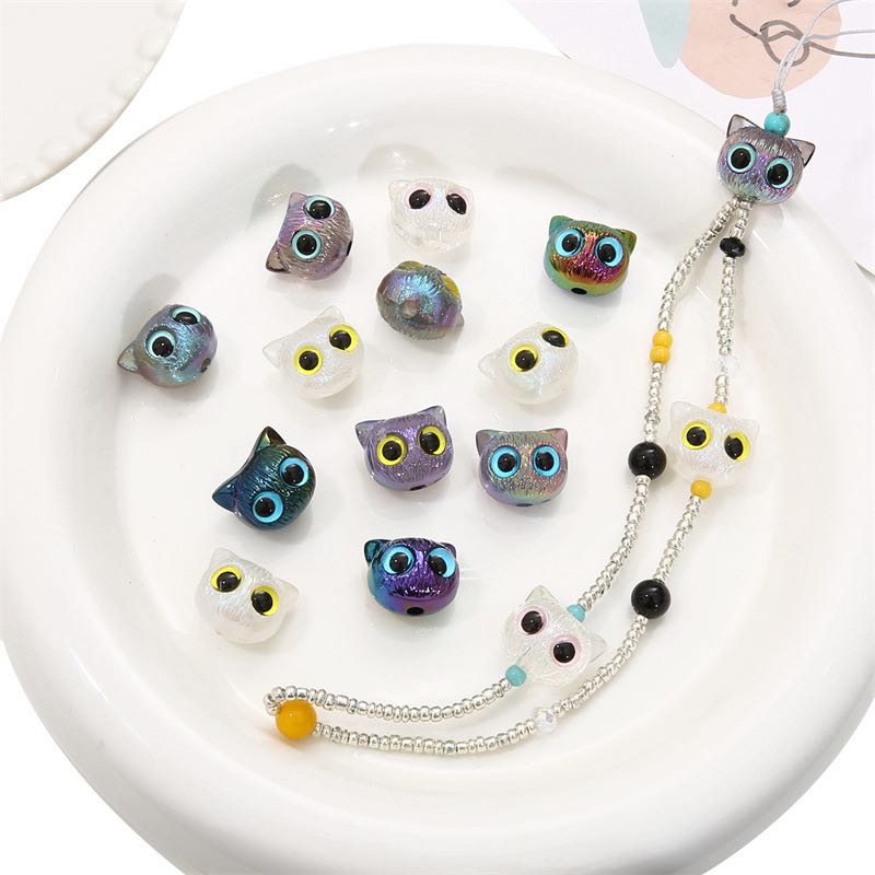 Mixed Color Owl Acrylic Beads Fit For Beadable Pens