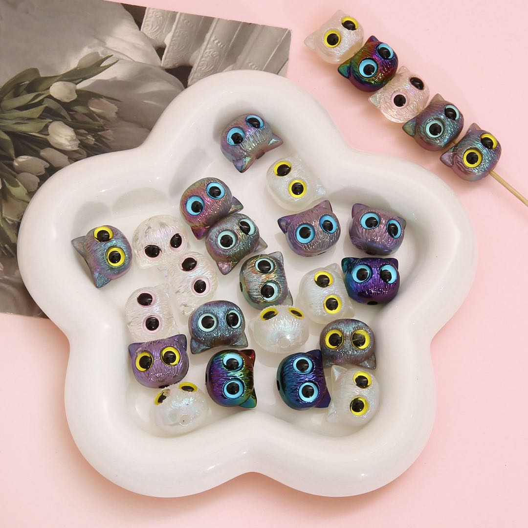 Mixed Color Owl Acrylic Beads Fit For Beadable Pens