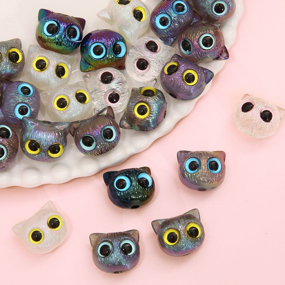 Mixed Color Owl Acrylic Beads Fit For Beadable Pens