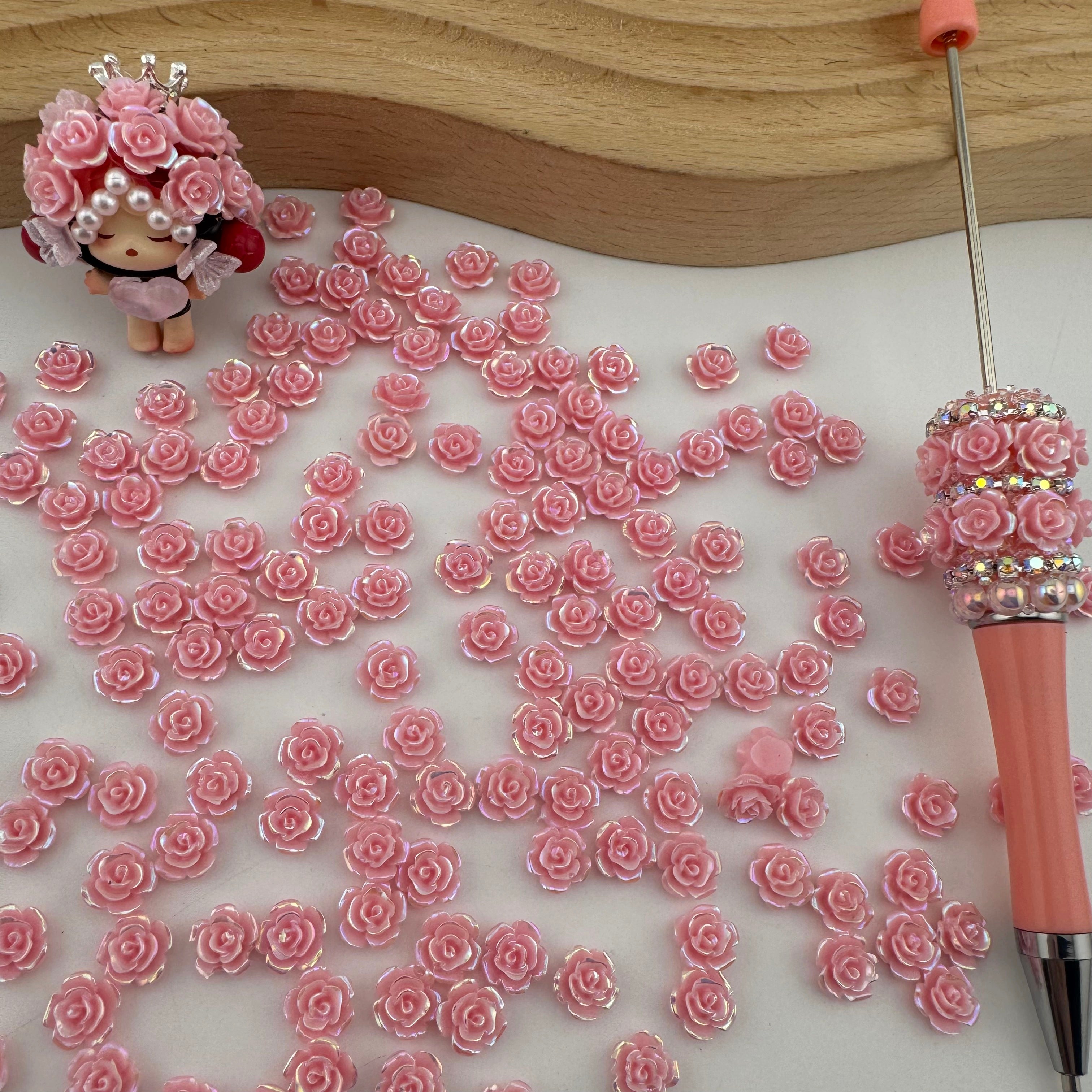 8MM Peach Color Rose Nail Charms For Making Fancy Pen Or Fancy Beads