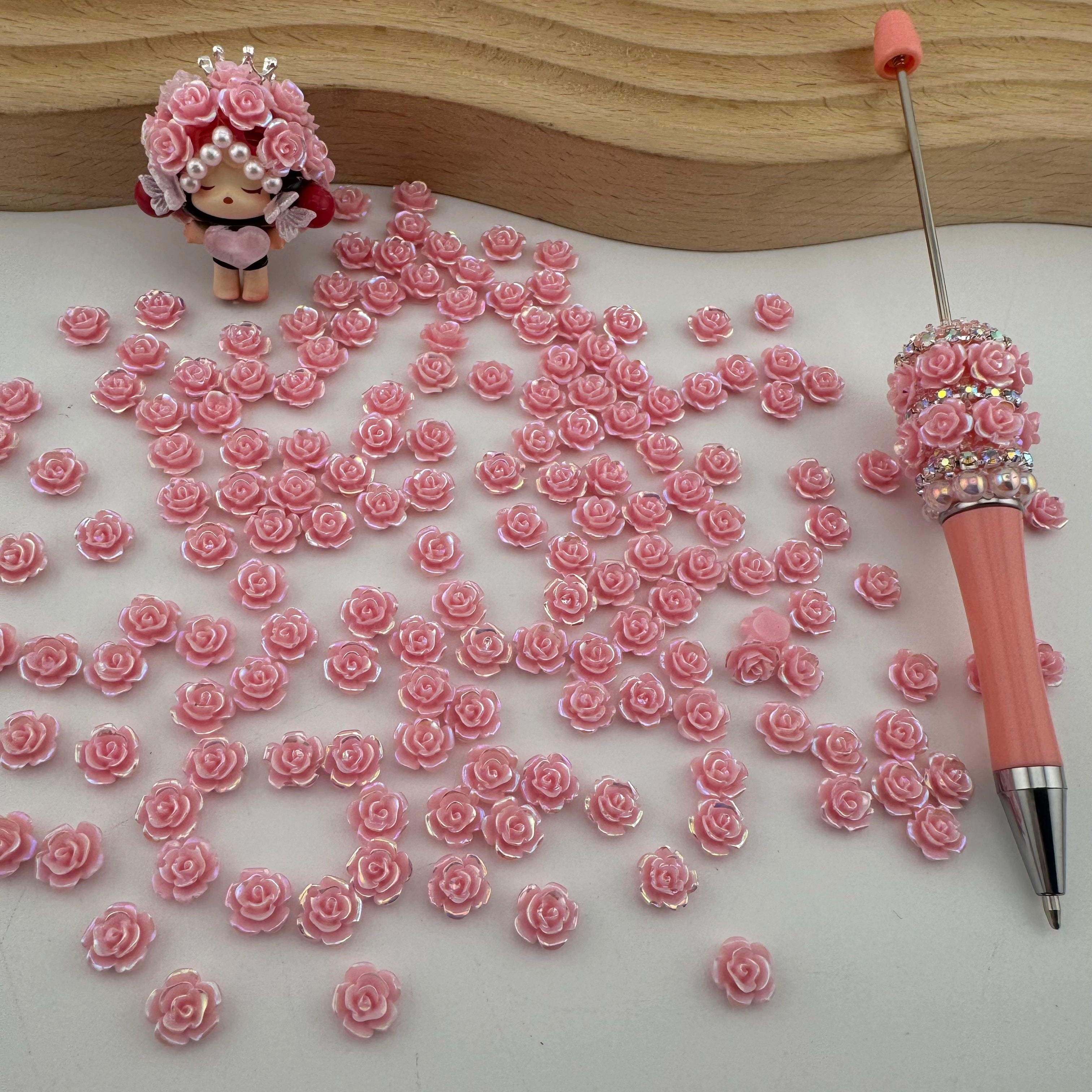 8MM Peach Color Rose Nail Charms For Making Fancy Pen Or Fancy Beads