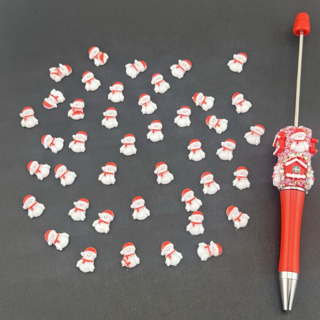 12MM White Snownman Nail Charms For Making Fancy Bead Or Fancy Pen