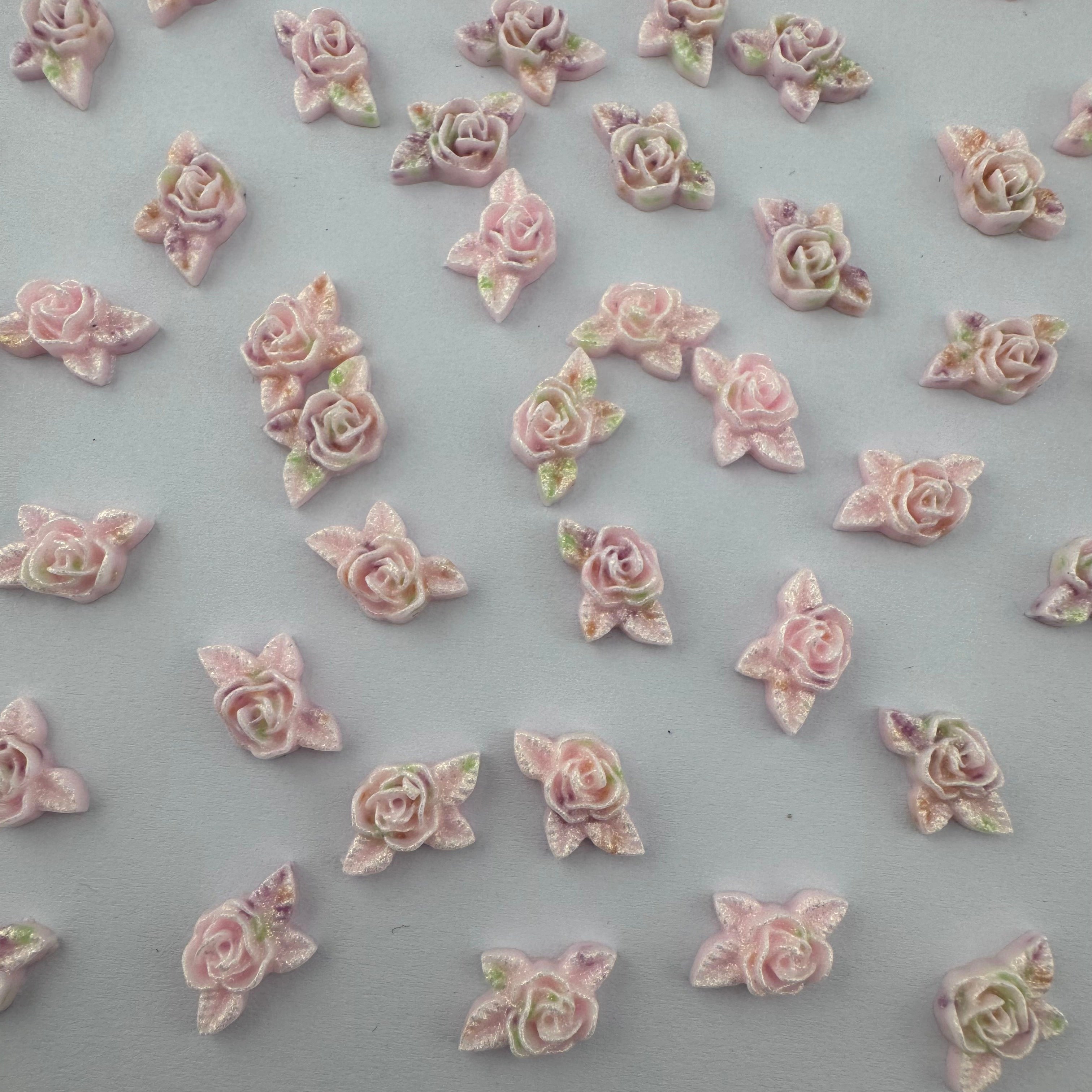 13MM Pink Glowing Rose Resin  Flower Nail Charms For Making Fancy Pen Or Fancy Bead