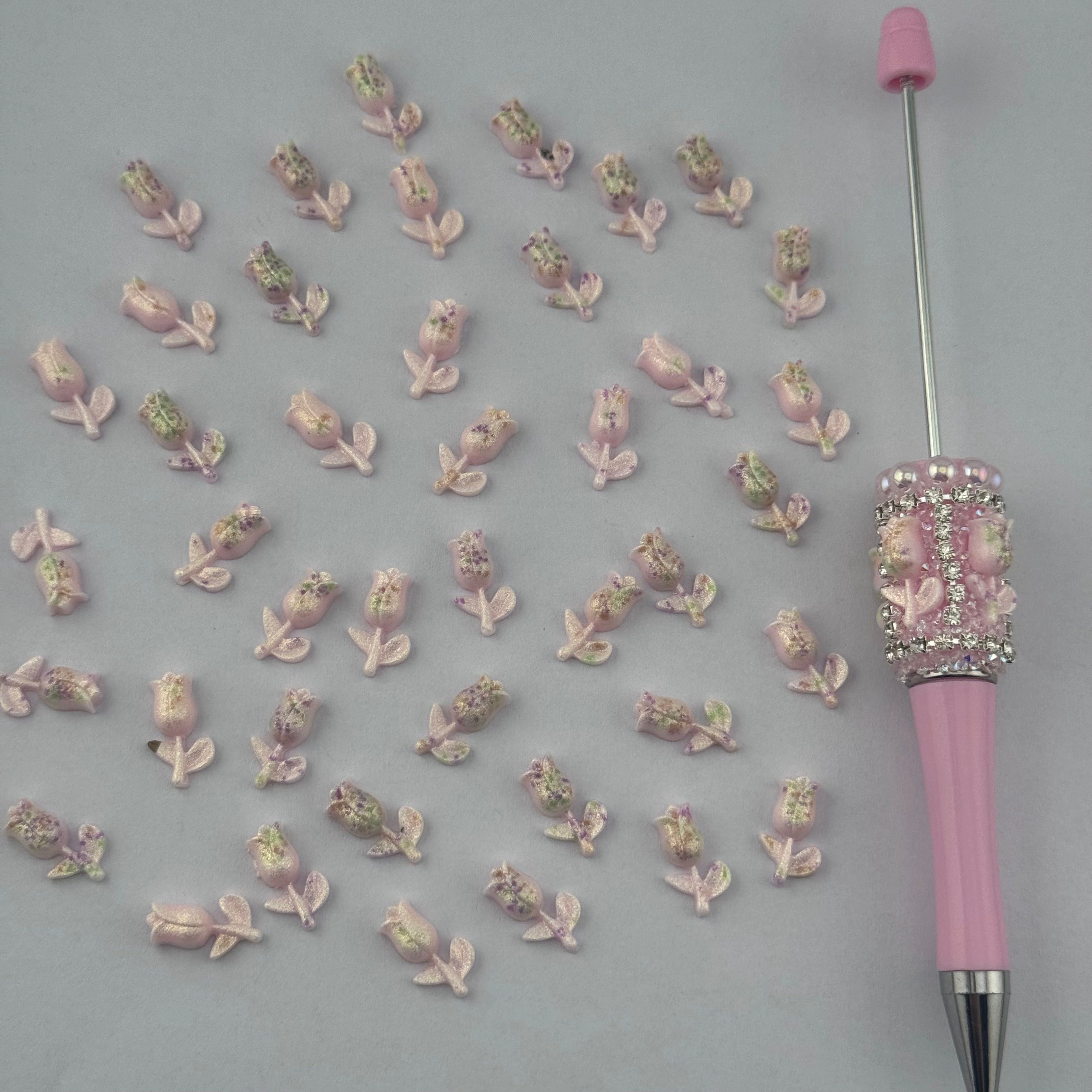 15MM Pink Glitter Glowing Rose Resin Accessories