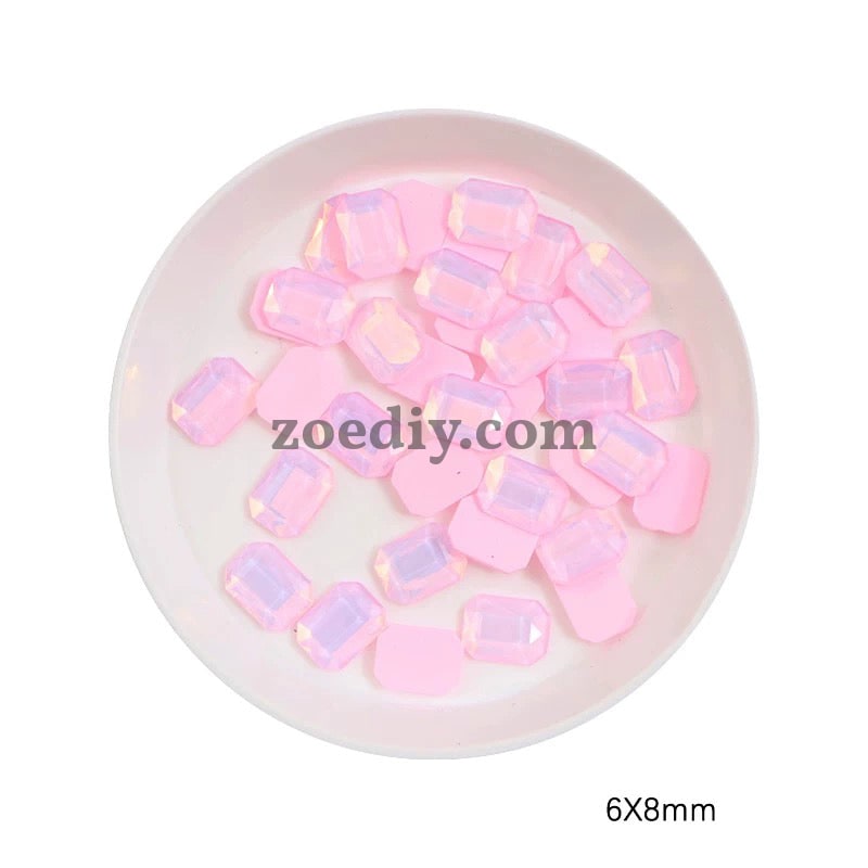 FS0898- 6*8mm Rectangular Flat Bottom Octagonal Nail Charms For Making Fancy Bead Or Fancy Pen