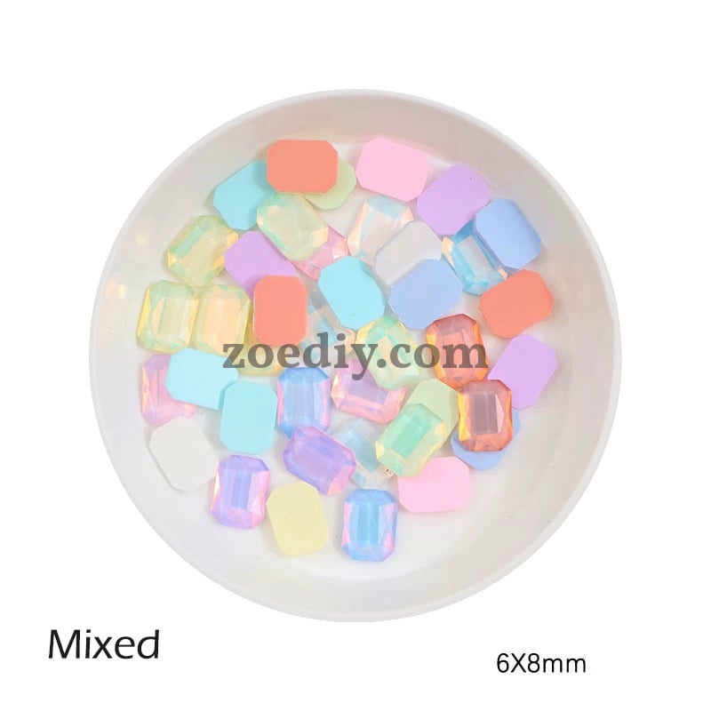 FS0898- 6*8mm Rectangular Flat Bottom Octagonal Nail Charms For Making Fancy Bead Or Fancy Pen