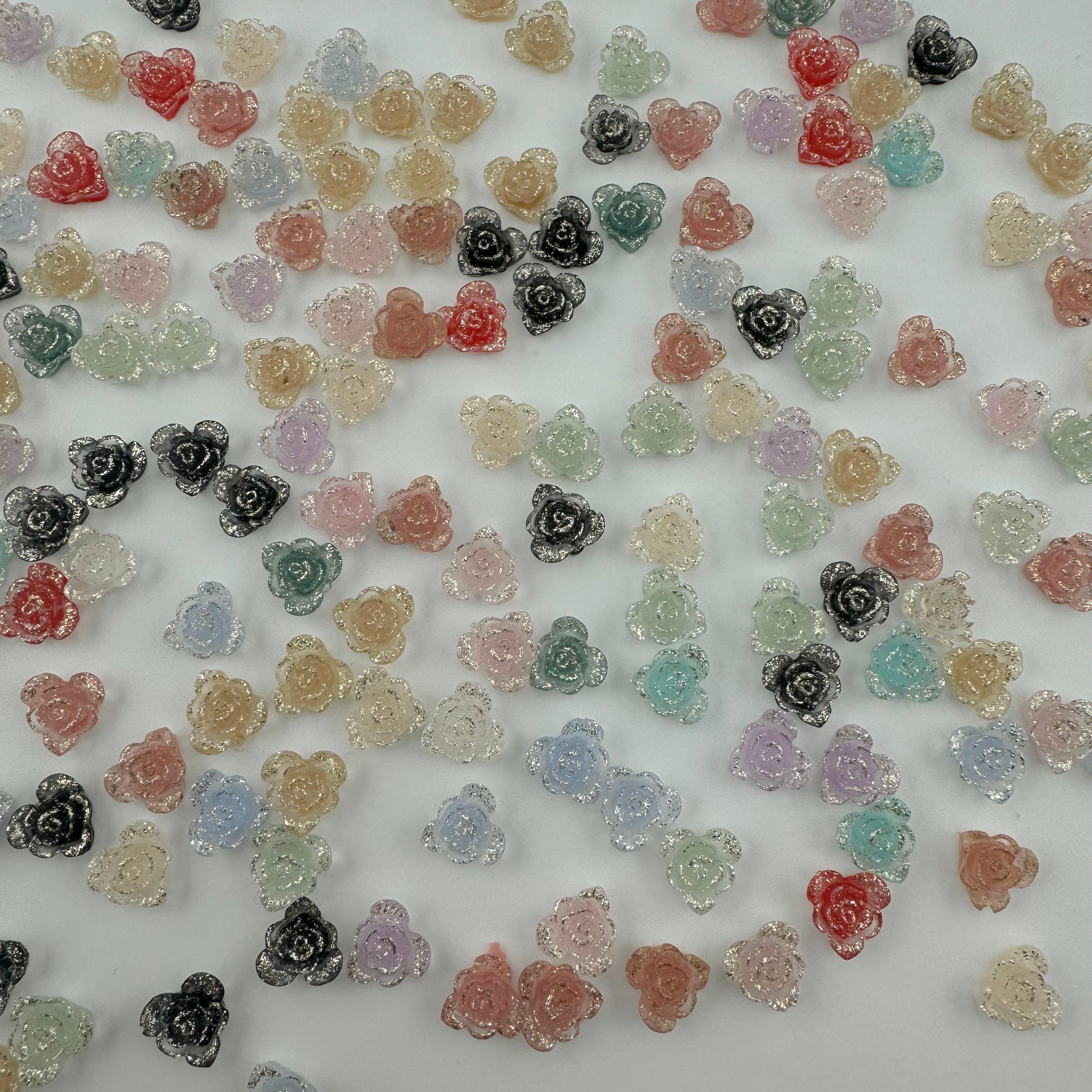 10MM Glowing Love Rose Nail Resin Charms For Making Fancy Bead Or Fancy Pen