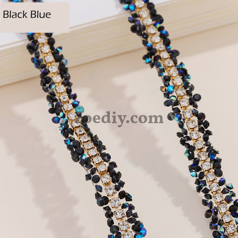 FS0880-0.9cm Width Sugar Diamonds Wraps tapes With Gold Chain In Middle For Making Fancy Bead