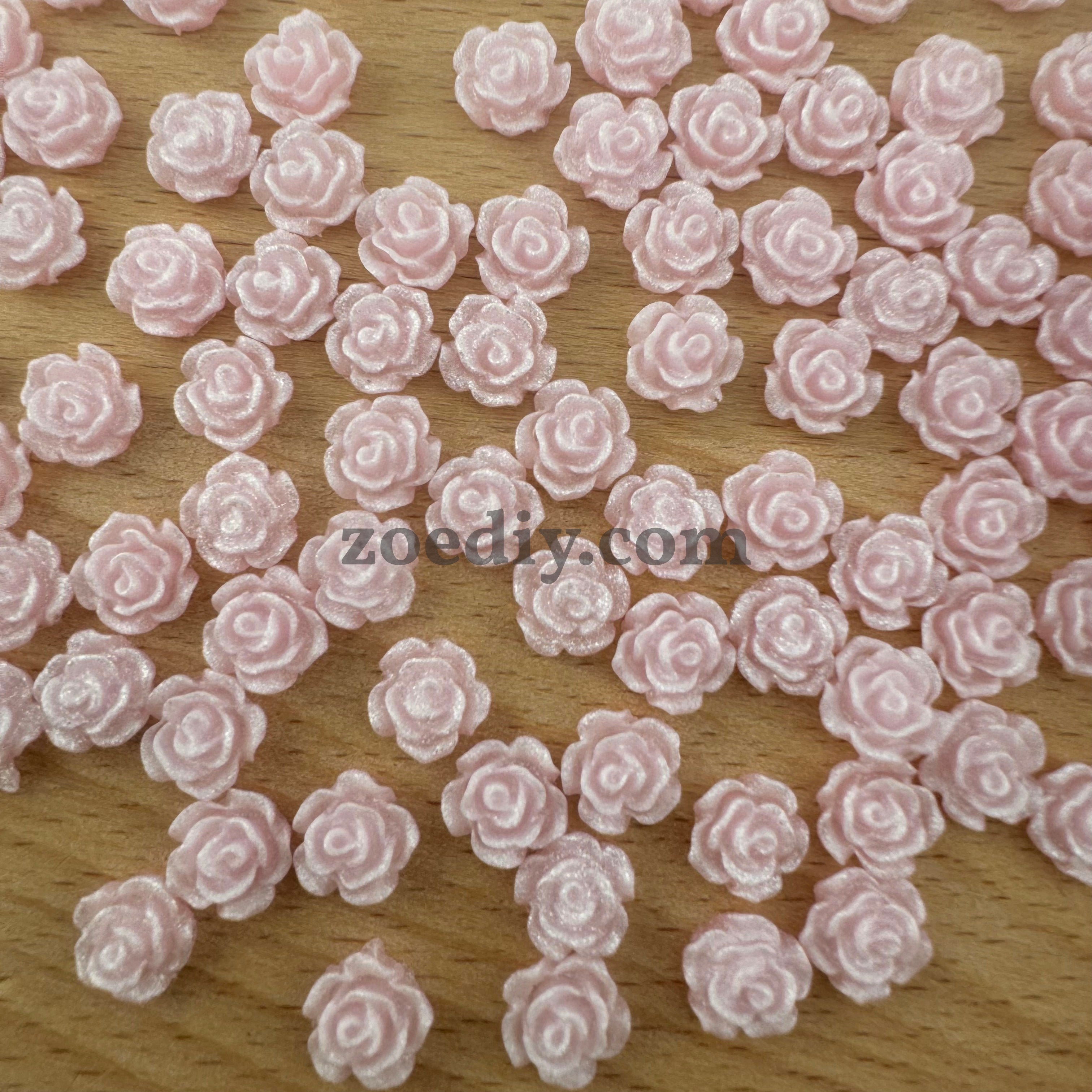 FS1350- 8mm Pink Glowing Rose Resin Nail Charms For Making Fancy Bead Or Fancy Pen