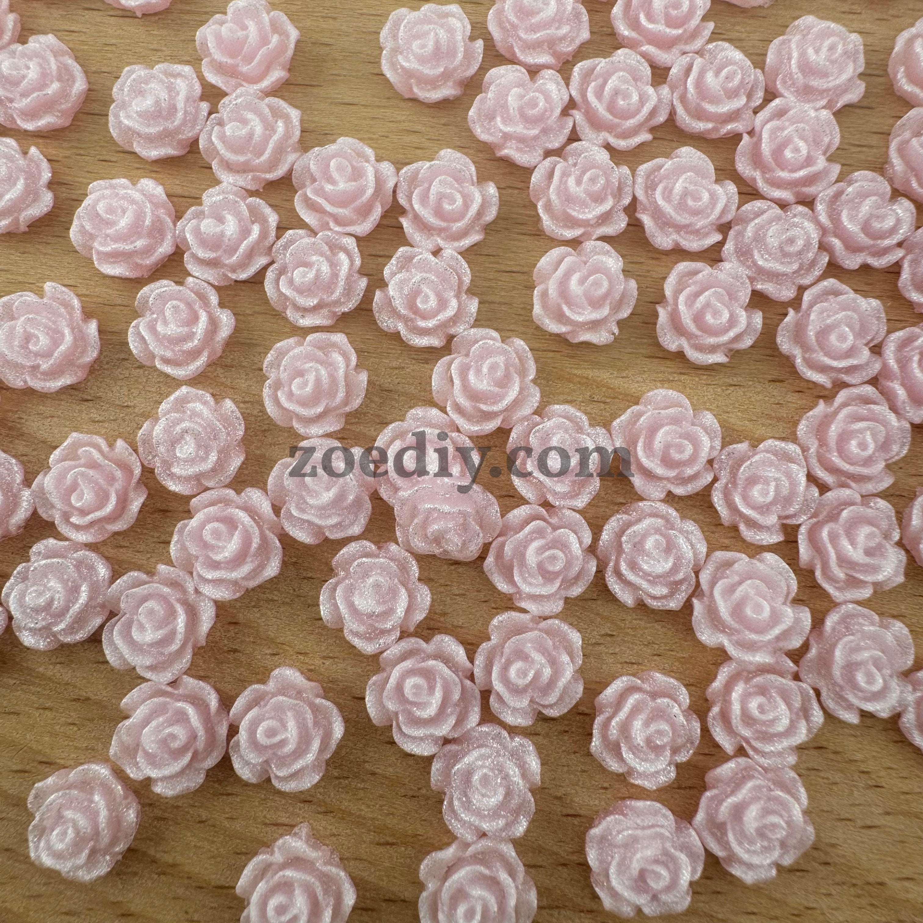 FS1350- 8mm Pink Glowing Rose Resin Nail Charms For Making Fancy Bead Or Fancy Pen