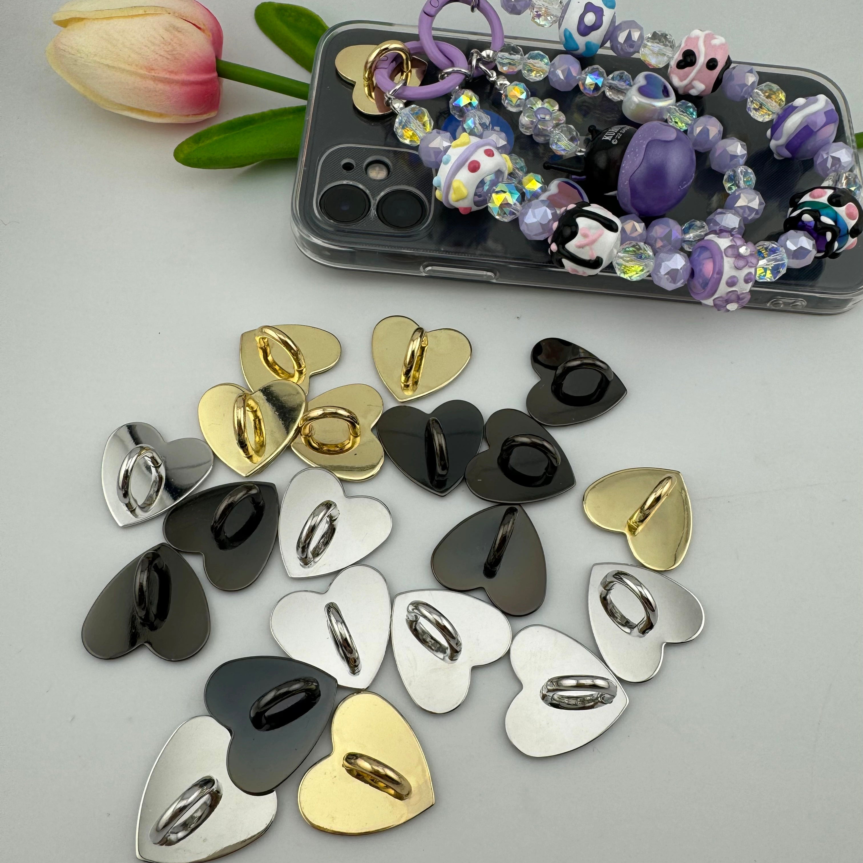 25mm Size Metal Heart Phone Holders