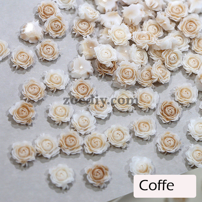 FS1060- 8MM Mixed Color Glowing  Rose Resin Flower Nail Charms For Making Fancy Bead