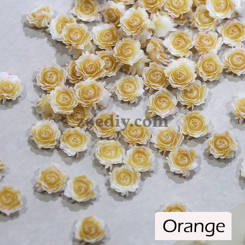 FS1060- 8MM Mixed Color Glowing  Rose Resin Flower Nail Charms For Making Fancy Bead