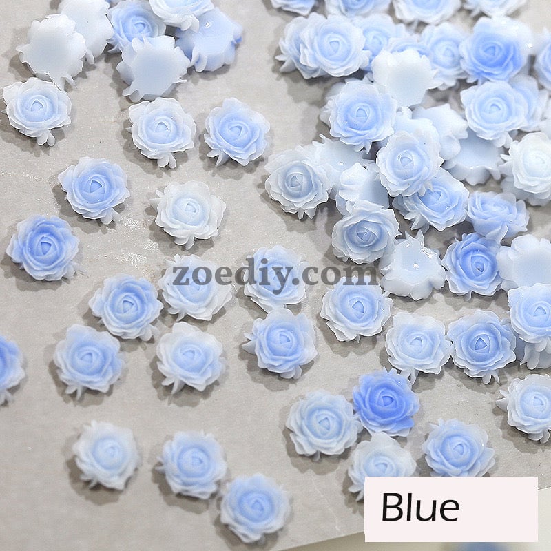 FS1060- 8MM Mixed Color Glowing  Rose Resin Flower Nail Charms For Making Fancy Bead