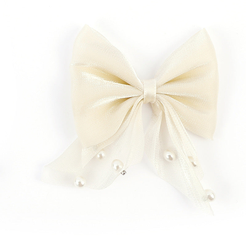 FS1479-Fabric Bow With Pearls For Making Fancy Bead