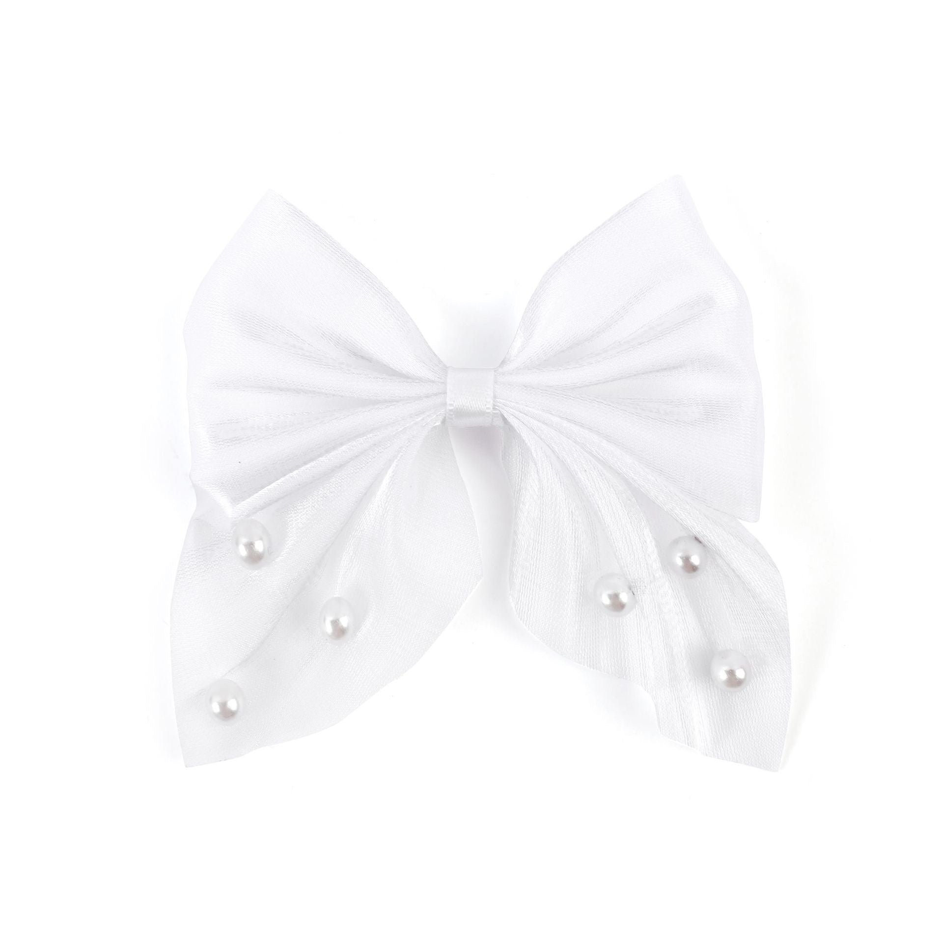 FS1479-Fabric Bow With Pearls For Making Fancy Bead