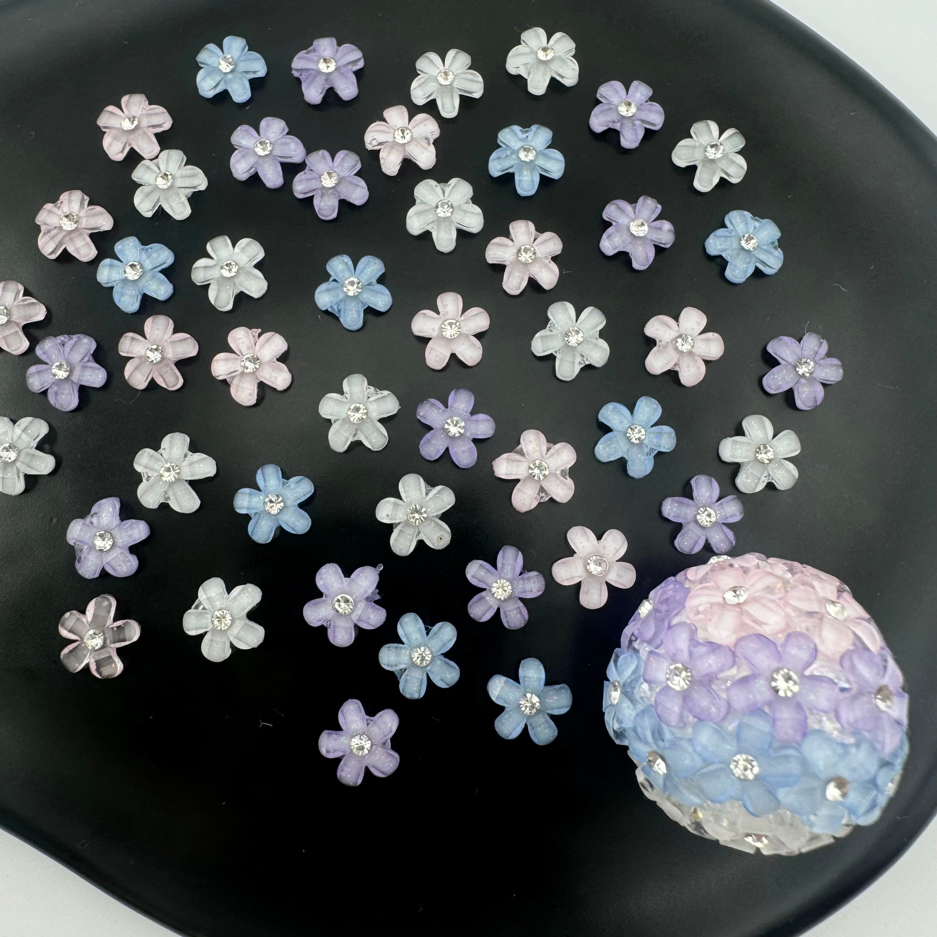 FS1480-8MM Size Mixed Color Flower Nail Resin Charms For Making Fancy Pen Or Fancy Bead