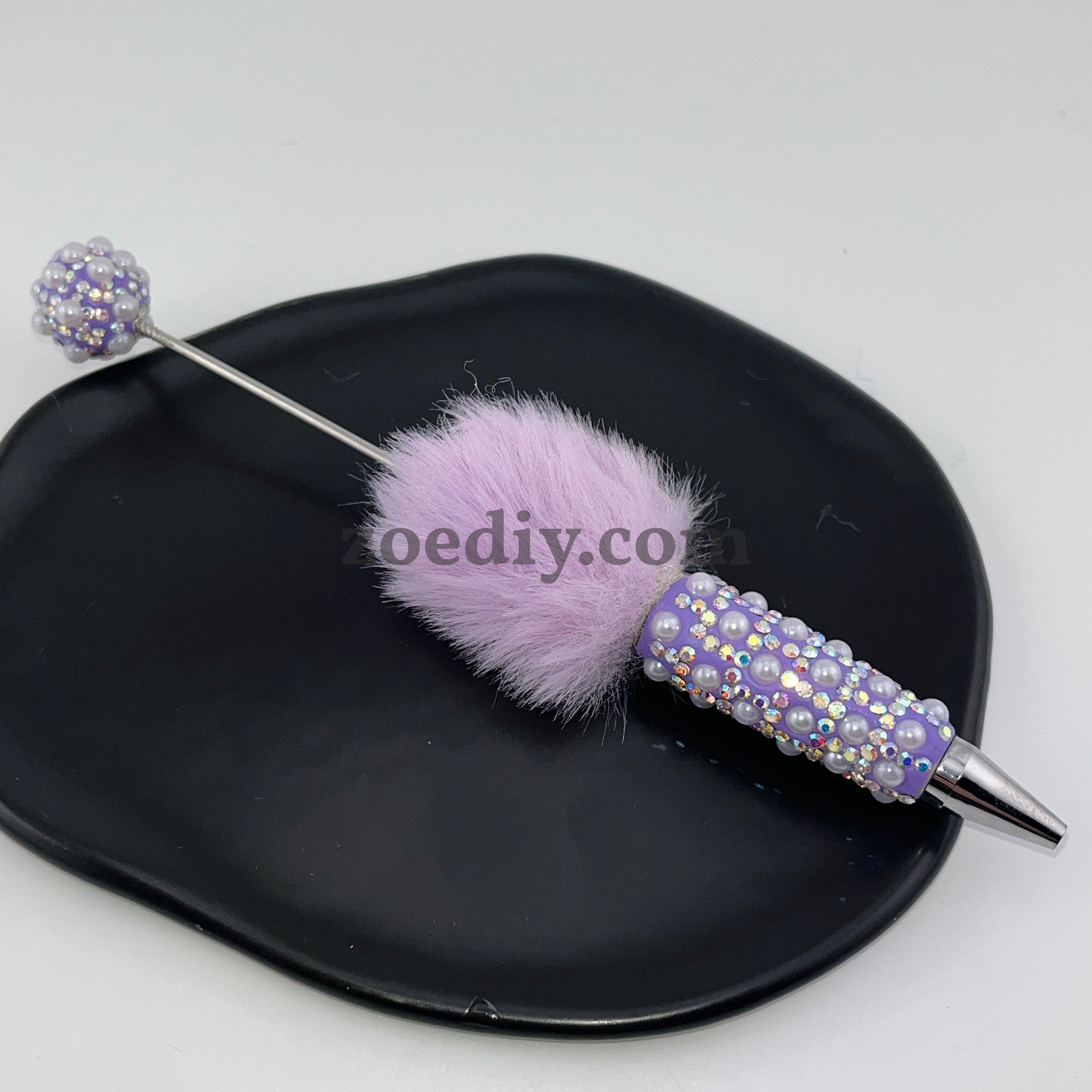 FS1507-Pearl Sparkling Beadable Pen With Flufy