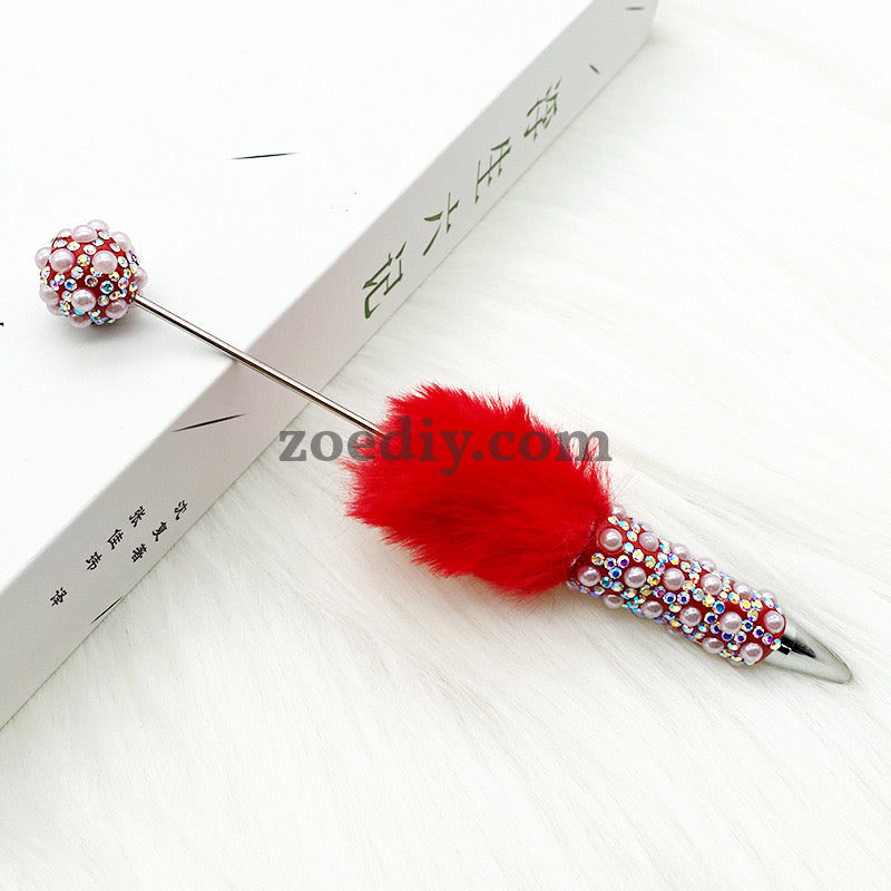 FS1507-Pearl Sparkling Beadable Pen With Flufy