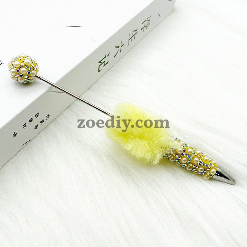 FS1507-Pearl Sparkling Beadable Pen With Flufy