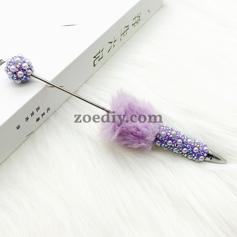 FS1507-Pearl Sparkling Beadable Pen With Flufy