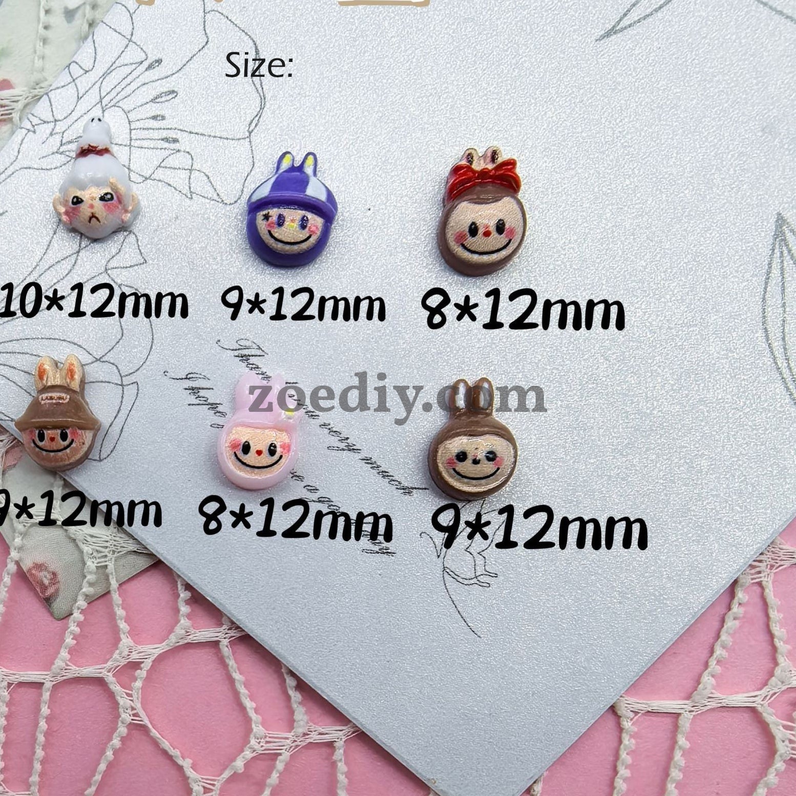 FS1504-8*12MM Flocked Labubu Nail Charms For Making Fancy Pen Or Fancy Bead