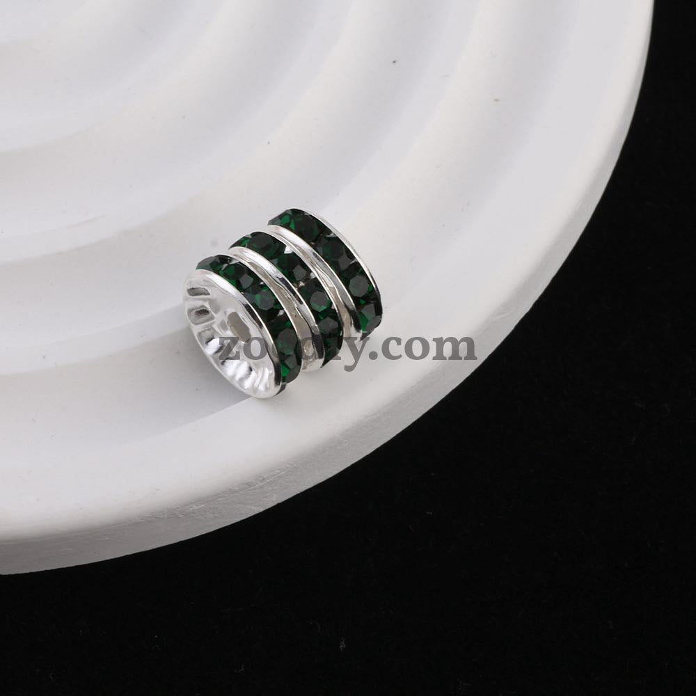 FS0077-12MM Metal Circle Spacers with Rhinestones in Solid Colors