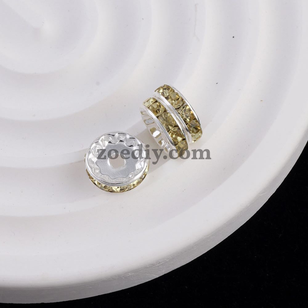 FS0077-12MM Metal Circle Spacers with Rhinestones in Solid Colors