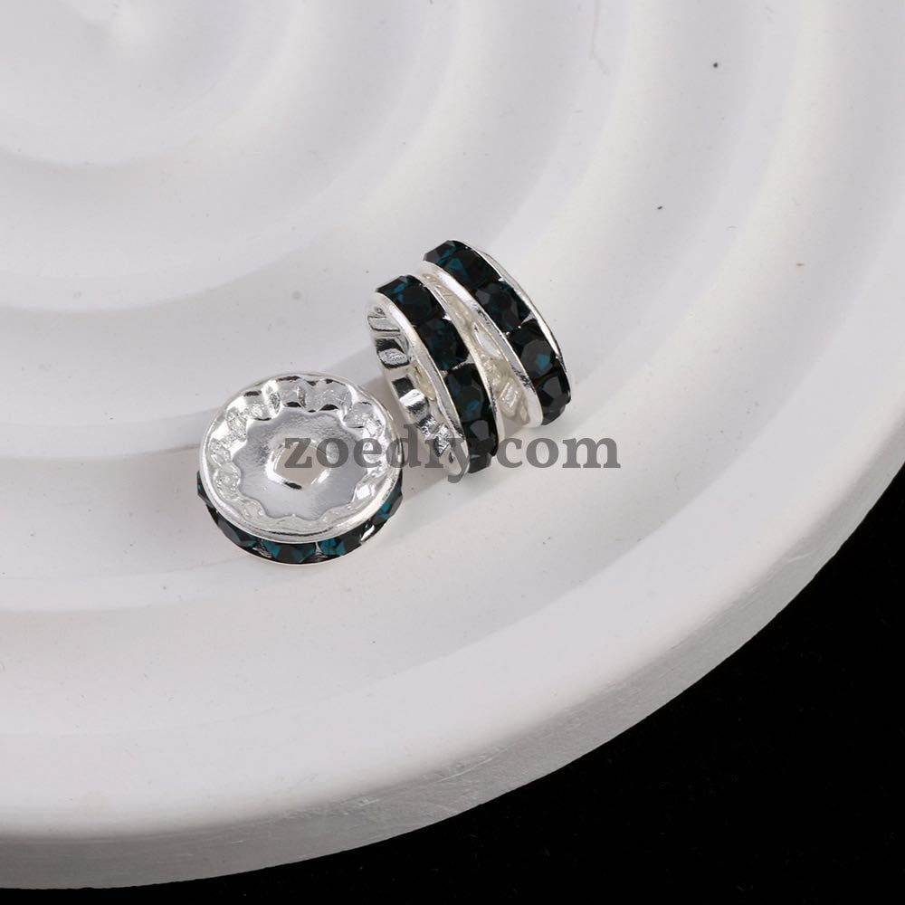 FS0077-12MM Metal Circle Spacers with Rhinestones in Solid Colors