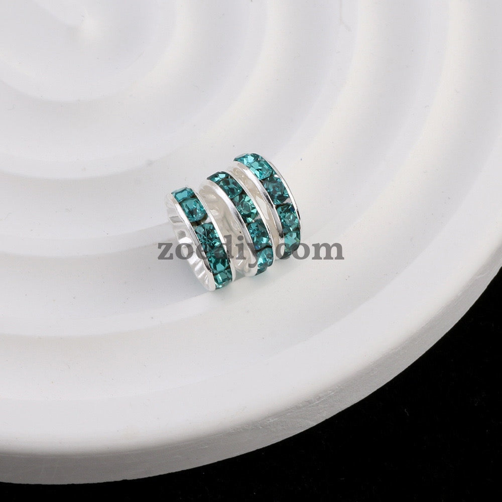 FS0077-12MM Metal Circle Spacers with Rhinestones in Solid Colors